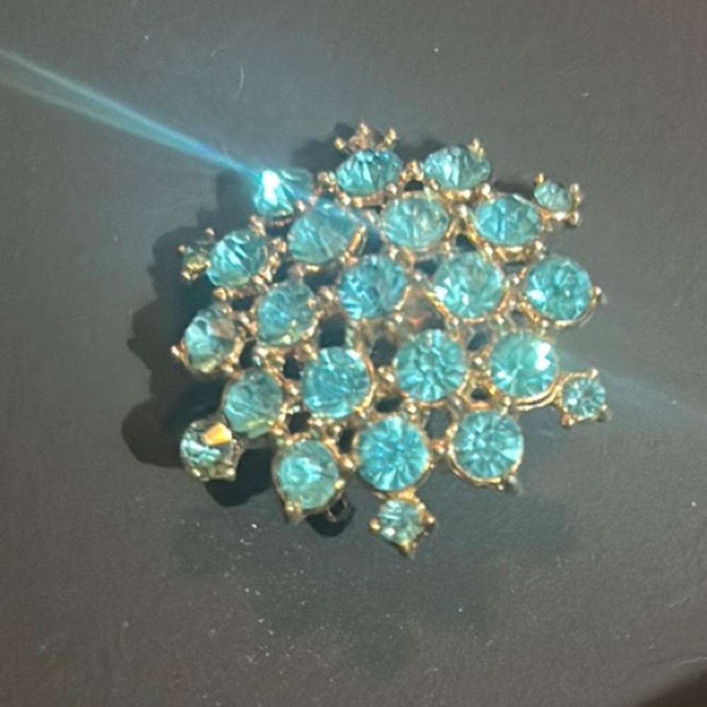 Coro Gold and Aqua Brooch